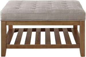 Marlow Tufted Linen Ottoman Coffee Table — design and upholstery detail