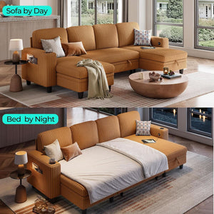 Harlow Brown Convertible U-Shaped Sleeper Sectional — design and upholstery detail