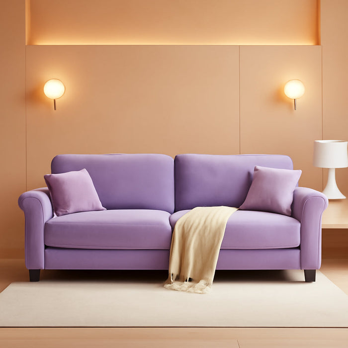 Violette Purple Velvet Loveseat — 83 Inch — styled product overview