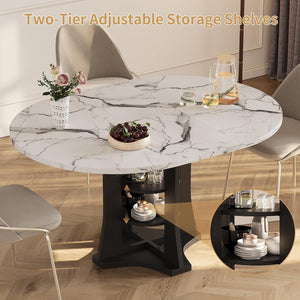Bianca White Faux-Marble Extendable Dining Table — materials and construction detail
