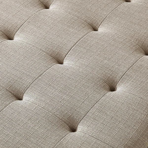 Marlow Tufted Linen Ottoman Coffee Table — materials and construction detail