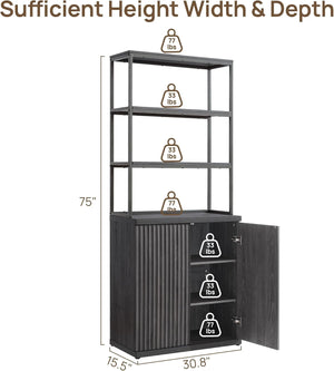 Orson Fluted Bookcase with Storage Cabinet — design and upholstery detail