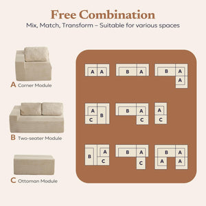 Solara 106-Inch Beige Cloud Sectional — dimensions and feature view