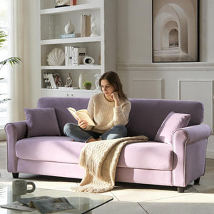 Violette Purple Velvet Loveseat — 83 Inch — design and upholstery detail