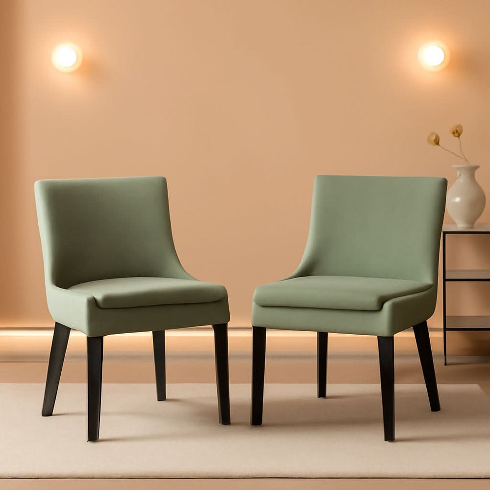 Celeste Light Green Upholstered Dining Chairs — Set of 6 — styled product overview
