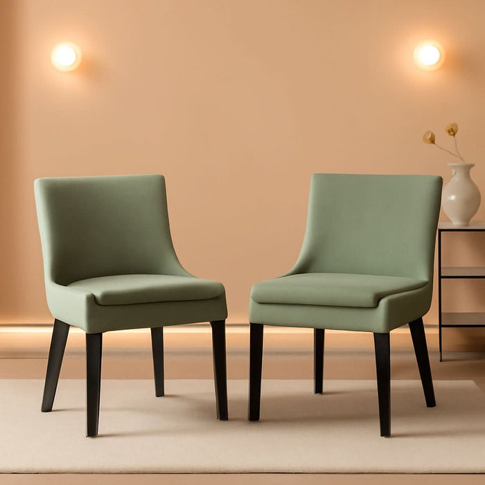 Celeste Light Green Upholstered Dining Chairs — Set of 6 — styled product overview
