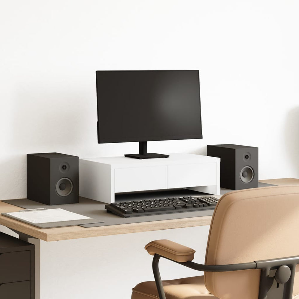 Soporte de monitor de madera con gaveta