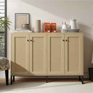 Natural rattan sideboard construction details
