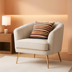 Aurelia beige velvet accent chair front view
