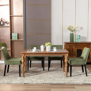 Celeste Light Green Upholstered Dining Chairs — Set of 6 — front and side view