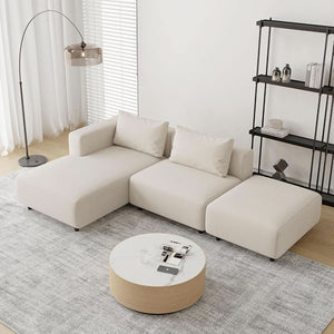 Noelle Cream Corduroy Modular Sectional — dimensions and feature view