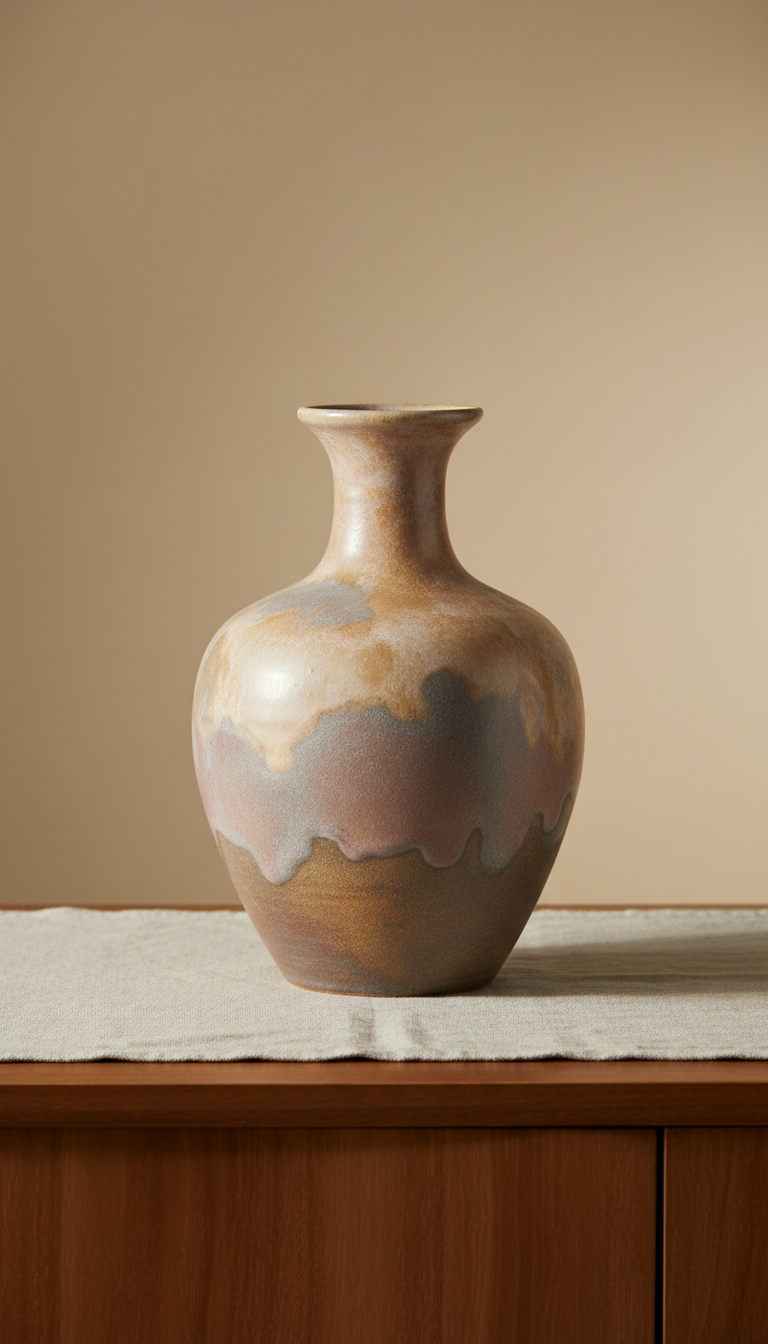 Ivory and Terracotta Ceramic Vase