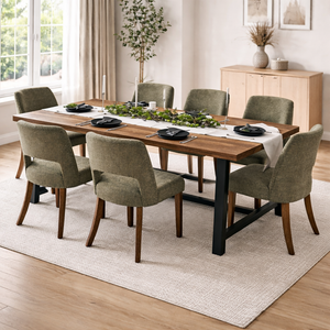 Alden 7-Piece Natural Wood Dining Set — design and upholstery detail