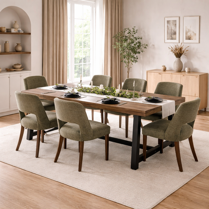 Alden 7-Piece Natural Wood Dining Set — styled product overview