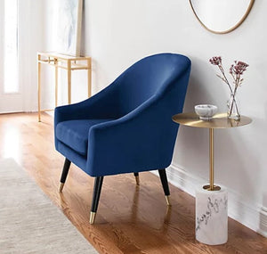 Solenne Marble Pedestal Side Table — Brass