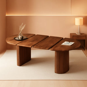 Rowan Walnut Extendable Round Dining Table — styled product overview
