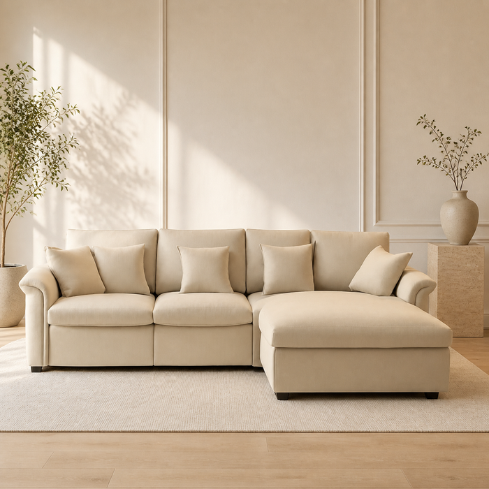 Serene 108-inch beige modular sectional sofa