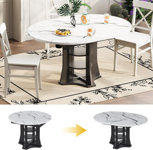 Bianca White Faux-Marble Extendable Dining Table — design and upholstery detail