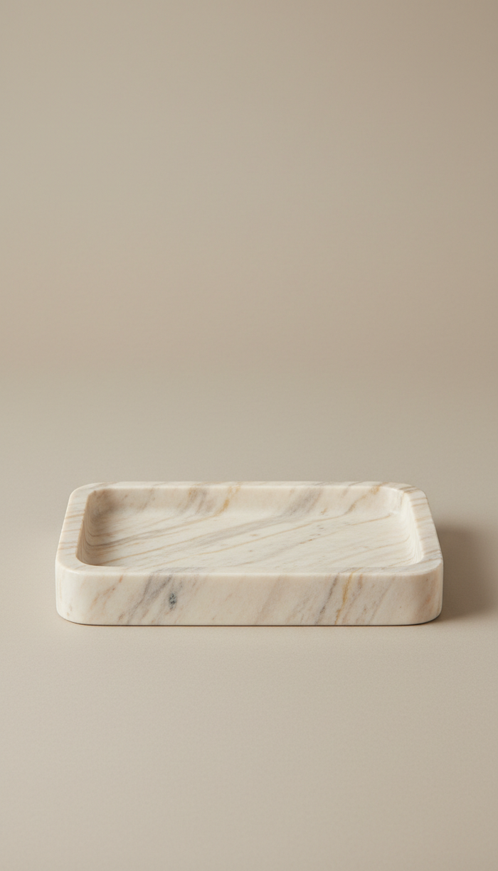 Marble Catchall Tray with veined finish