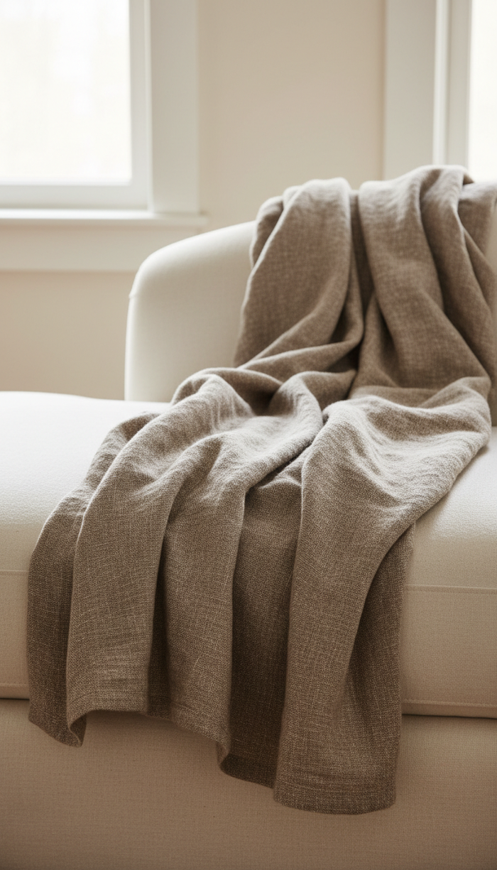 Taupe woven throw blanket Casa Nuvé