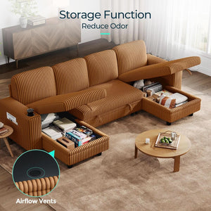 Harlow Brown Convertible U-Shaped Sleeper Sectional — materials and construction detail