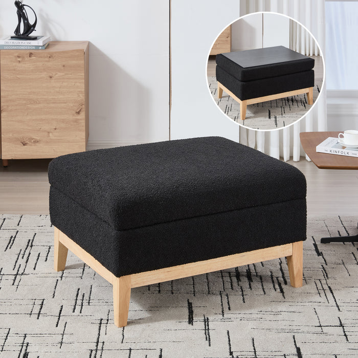 Otomán de boucle negro con tapa reversible Casa Nuvé, sala de estar